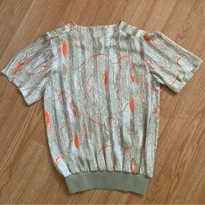 Vintage Nicola Women's Short Sleeve Retro Abstract Print Blouse Shirt Size 10